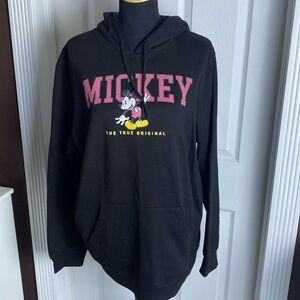 Disney Mickey Mouse Black Hoodie Sweatshirt sz L NWT